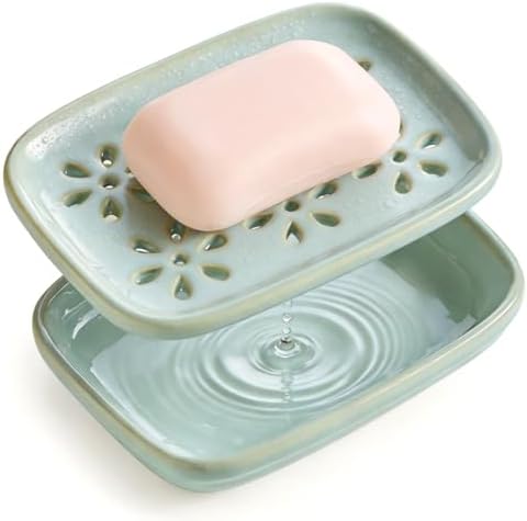 Miamolo Soap Dish for Shower with Drainage 2-Tier Bar Soap Holder Mess-Free by Miamolo