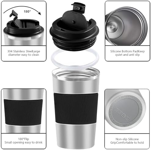 Insulated Travel Coffee Mug, Stainless Steel Coffee Cup with Leakproof Lid - Image 2
