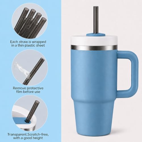 Replacement Straws Compatible with 20 oz Stanley Quencher Tumbler, 8.5 Inch Reusable Straws, Drinking Cup Accessories, Black-6 Pack - Image 4