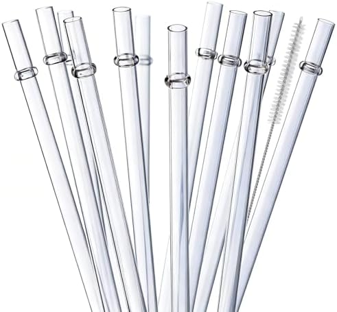 ALINK 13 inch Reusable Clear Plastic Straws, Extra Long Tritan Tumbler Replacement Straws for Stanley Cups, 1 Gallon, 64/40/ 32 oz Water Bottles, YETI, Starbucks, Set of 10 with Brush, AL13CLEAR by ALINK