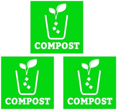 Trash Recycle Compost Stickers Set of 3 Recycle Sticker Vinyl Decal for Recycle Bin, Compost Bin, Trash Can Symbol to Organize Garbage containers Trash Can (Compost Green, 5x5inch) by XTRAYXRAY