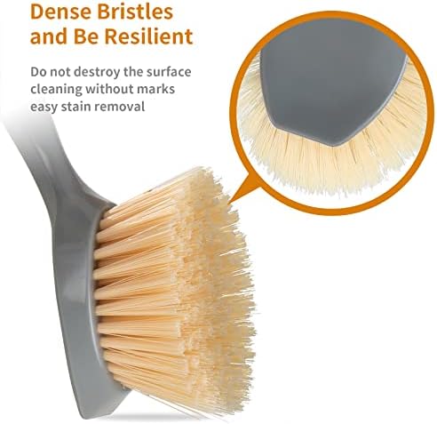 2 Pack Kitchen Dish Brush Bamboo Handle Dish Scrubber Built-in Scraper - Image 3