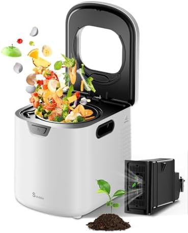 4.2L Electric Composter for Indoor Kitchen, Smart Food Waste Recycler, Turns Garbage to Compost in 4-6 Hours, Odorless Countertop Disposal with 900ML Carbon Filter & Self-Cleaning, White by Unknown