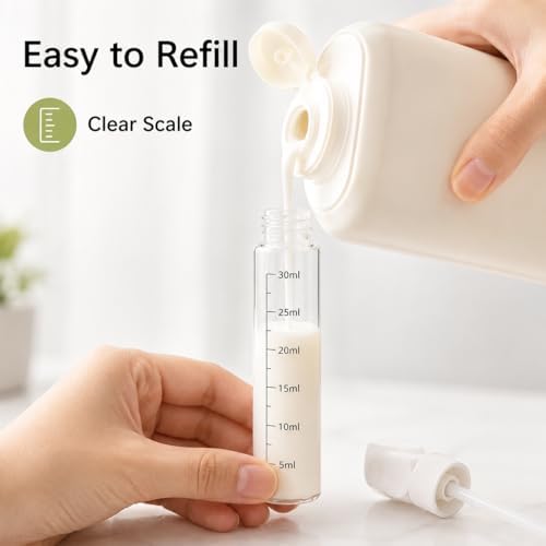 4-in-1 Detachable Travel Dispenser Bottles Set Foldable Pump Leak-Proof, Carry-On Compliant 30ml/1OZ Refillable Containers for Shampoo Lotion Body Wash with Protective Case - Image 3