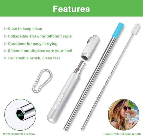 Kynup Reusable Metal Travel Straws with Case & Cleaning Brushes (4Pack) - Image 5