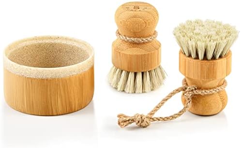 SUBEKYU Bamboo Dish Scrub Brush,Produce Brush,2 Pack with Holder by SUBEKYU