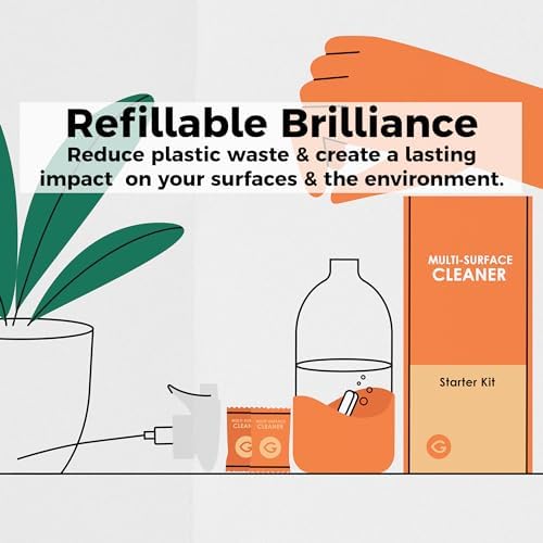 Eco Multi-Surface Cleaner Starter Kit – Refillable Glass Spray Bottle + 6 Eco Tablets – Plastic-Free, Plant-Based, Non-Toxic – Orange Scent – Zero Waste - Image 5