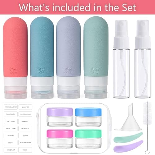 16pack Travel Bottles for Toiletries, TSA Approved LeakProof Squeezable Silicone Toiletry Containers for Shampoo, Conditioner, 3oz Portable Refillable Travel Size Liquid Containers (16Pcs/Warm Color） - Image 2