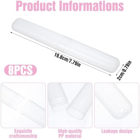 8 PCS Clear Toothbrush Travel Holder, Dust-Proof 7.8”×0.8“ Clear Tooth Brush Travel Case, Portable Tooth Brush Case Travels Storage for Family, Business Trips and Camping - Image 2