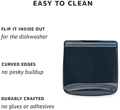 W&P Porter Silicone Reusable Storage Bag, Sandwich (34oz Flat), Charcoal, Food Storage Container, Microwave and Dishwasher Safe, Easy Cleaning - Image 2