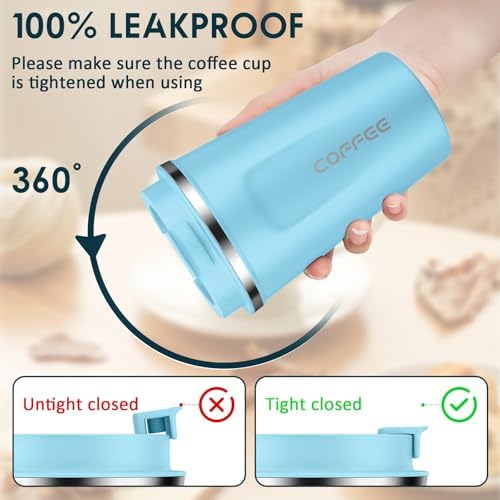 CS COSDDI 12 oz Coffee mug - Stainless Steel Coffee Cup with Leakproof Lid - Image 2