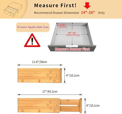 Utoplike Bamboo Drawer Organizer, 4" H Dresser Drawers Dividers for Clothes - Image 3