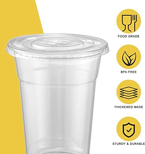 VITEVER [100 Sets - 20oz Clear Plastic Cups with Lids and Straws, Disposable Cups for Iced Coffee, Smoothie, Milkshake, Cold Drinks (Pack of 2) - Image 3