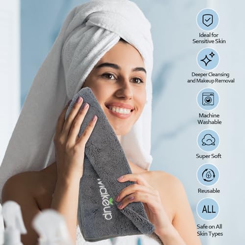 Orighty Microfiber Makeup Remover Cloths, 13 x 13 Inch, 6 Pack Grey - Image 4
