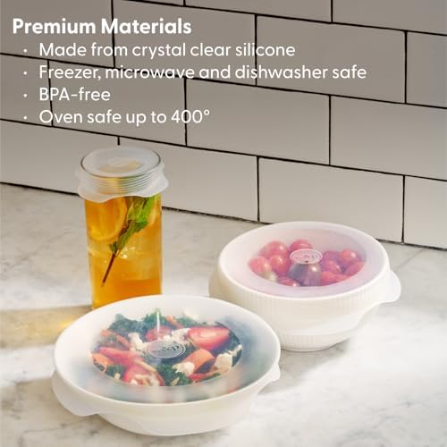 W&P Reusable Silicone Stretch Lid, Set of 6 Circular Lids, Dishwasher Safe, Freezer Safe, LFGB/Premium Materials, Microwave Safe, Clear - Image 5