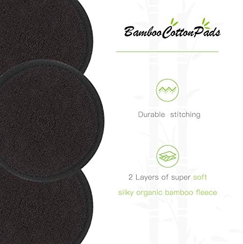 Reusable Makeup Remover Pads Black Washable - 10 Pack Organic Cotton Rounds for Face Eye with Laundry Bag, Facial Cleansing Cloth Towel, Make-Up Removal Wipes for All Skin Types - Image 6