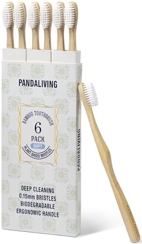 Bamboo Toothbrushes with Plant-Based Soft Bristles 6 Pack, Ergonomic Non-Slip Grip Toothbrushes, Eco-Friendly Wooden Natural Toothbrush by Unknown