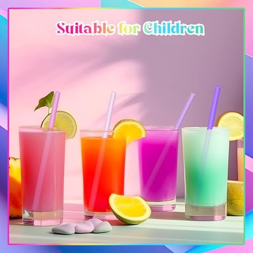 Meanplan 4 Sets Reusable Straws Travel Case Brush Silicone,Pink - Image 5