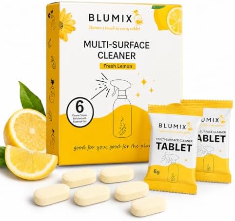 Multi-Surface Cleaner Refill Tablets – 6 Count | Fresh Lemon Scent | Eco-Friendly, Biodegradable, Plastic-Free Cleaning Refills for Spray Bottles – All-Purpose Household Use (Lemon Scent) by Blumix