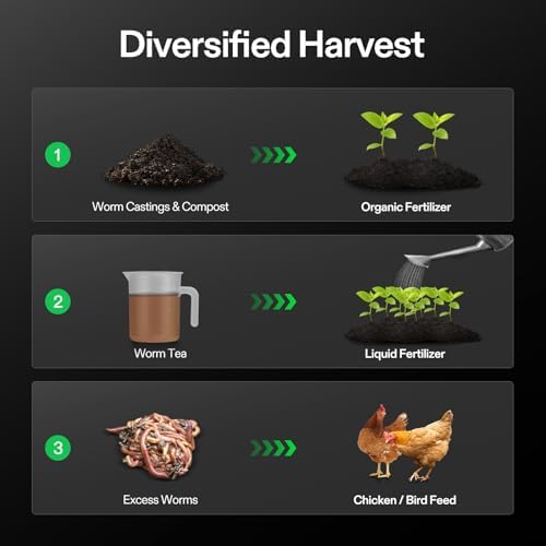 VIVOSUN 5-Layer Worm Compost Bin, 50L Worm Composter, Easy Setup Inclusive Worm Farm Kit for Recycling Food Waste - Image 6