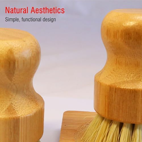Bamboo Vegetable Brush, Natural Sisal Soft Bristle Kitchen Brush - Image 4