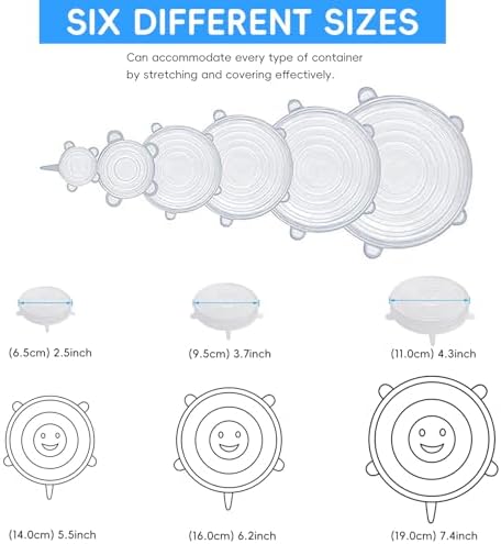 12PCS Silicone Stretch Lids for Food Storage, 6 Specifications of Reusable Silicone Bowl Cover, Suitable for Various Food Containers, High and Low Temperature Scenarios (Microwave Ovens, Freezers) - Image 7
