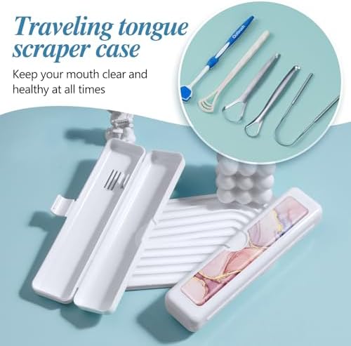Toothbrush Travel Case - Colorful Pattern, Holder and Covers for Toothbrushes, Includes Tongue Scraper Case - Image 5