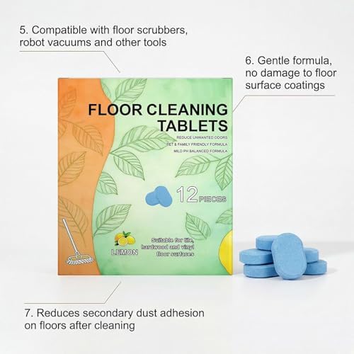 2SET Pre-Measured Dissolvable Cleaning Solution for Tile, Floor Cleaner Tablets Hard Floor Cleaner Tablets, Vinyl, Hardwood, Fresh Lemon Scent, Compatible with Robot Mops & Wet/Dry Vacuums - Image 6