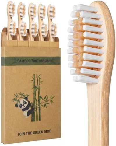 Bamboo Toothbrushes 10 Pack - Soft Nylon Bristles, Numbered by Unknown