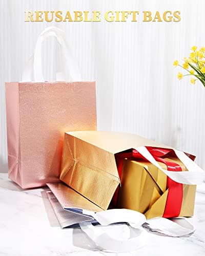 Eccliy 80 Pcs Reusable Gift Bags, Medium, Rose Gold, Gold, Silver - Image 5
