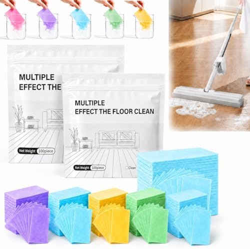Multi-effect Floor Cleaner Sheets, Multi-surface Clean Tablets, 100-Count Fast-Dissolving Mopping and Deep Cleaning Solution for Hardwood, Wood, Tile, Vinyl, Marble, Laminate Floors by Huprh