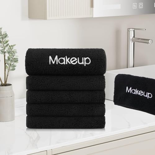 GLIMGLINT Makeup Remover Wash Cloths 12 Pack – Soft Black Makeup Towels - Image 5