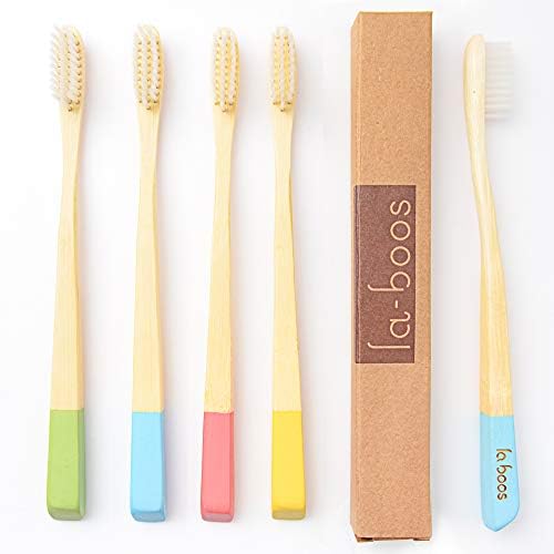 laboos Bamboo Manual Toothbrush, Soft Compact Bristle, Eco Friendly Biodegradable Wooden Toothbrush for Daily Use (4 Pack) by laboos