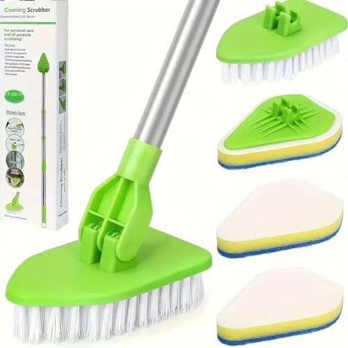 3-in-1 Extendable Long Handle Floor Scrubber Brush with Sponge by Unknown
