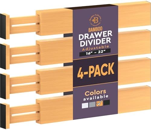 4-Pack Drawer Dividers 2.6-Inch High Dresser Drawer Organizer 16 to 22 Inch by Bamb%C3%BCsi