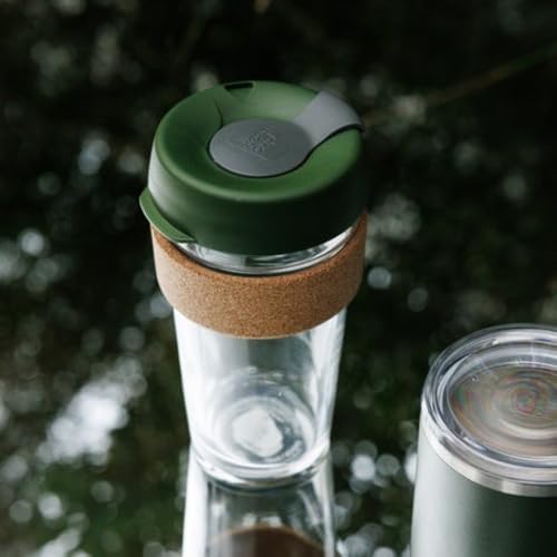 KeepCup Brew Cork, Reusable Glass Tumbler with Natural Cork, Grande Coffee Cup 16oz / 454ml - Pine - Image 2