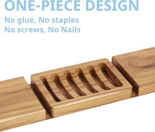HTB Slotted Bar Soap Holder Teak Wood,Sponge Holder for Kitchen Sink - Image 5