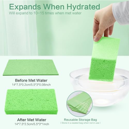 Large Cellulose Sponges, Kitchen Sponge for Dish, Thick Heavy Duty Scrub Pads, Non-Scratch Scrubber for Household/Cookware/Bathroom/Office/Boat 5.5" x 3" x 1" (7 Pack) Green - Image 3