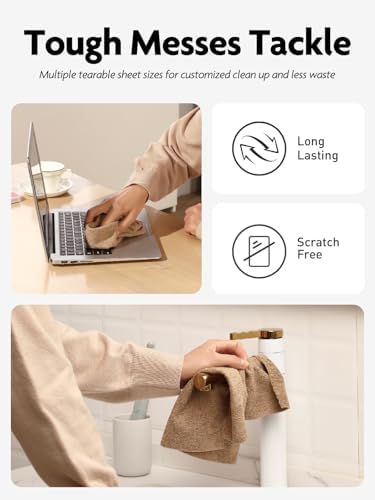 Fantasticlean Microfiber Cleaning Cloth Roll- 60 Sheets,12"x12"(Tan, Beige) - Image 5