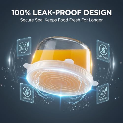 Silicone Stretch Lids, Reusable Bowl Covers (12, White+Blue) - Image 3