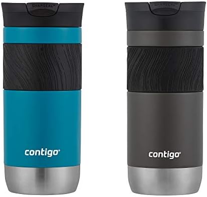 Contigo Byron 2.0 Stainless Steel Travel Mug with SNAPSEAL Lid 16oz. 2 Pack Sake/Juniper by Unknown
