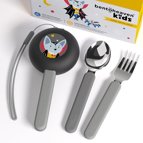 Bentoheaven Kids Utensils Set with Case, Reusable Fork & Spoon, Vampire by Bentoheaven