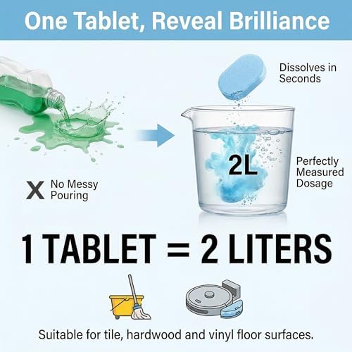 Floor Cleaning Tablets: 1 Tab = 2l Pre-Measured Solution, Streak-Free & Non-sticky for Barefoot Clean, Protects & Shines All Floors, Zero-Plastic & Space-Saving, For Mops & Robot Vacuums (2set) - Image 2