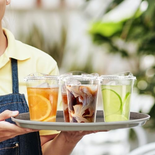 Dealusy 100 Pack - 16 oz Clear Plastic Cups with Sip Lids - Image 7