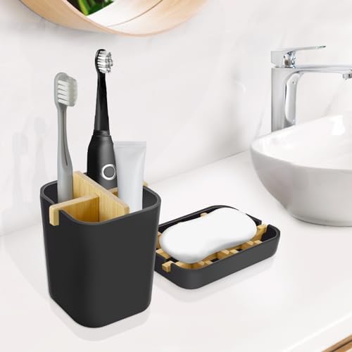 Toothbrush Holders and Soap Holder Set, Bathroom Accessories Countertop - Image 5