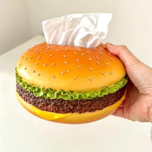 Hamburger Shaped Tissue Box Cover, Cute Burger Napkin Holder, Desktop Facial Tissue Dispenser, Kitchen Countertop Tissue Container - Image 4