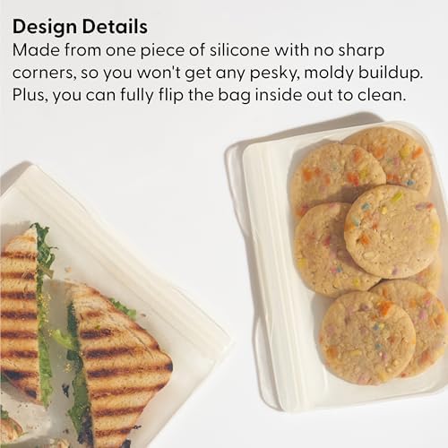 W&P Porter Silicone Reusable Storage Bag, Sandwich (46oz Flat), Slate, Food Storage Container, Microwave and Dishwasher Safe, Easy Cleaning - Image 4