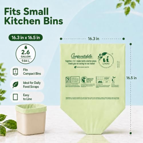 UNNI 2.6 Gallon Compostable Bags, 600 Count, 10 Liter, Extra Thick 0.71 Mil - Image 3