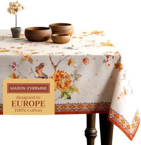 Maison d' Hermine Table Cloth Rectangle Table Reusable 100% Cotton 70"x90" by MaisondHermine