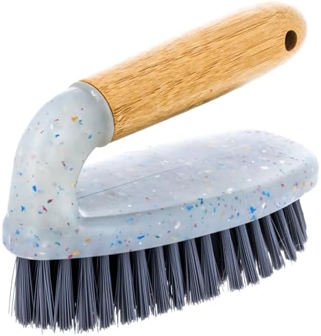 Beille 1pc Scrub Brush with Bamboo Handle and Heavy Duty Bristles Household Essentials by BEILLE